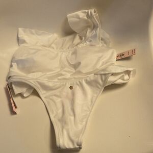 Victoria's Secret White Bikini Top with Pink Tag